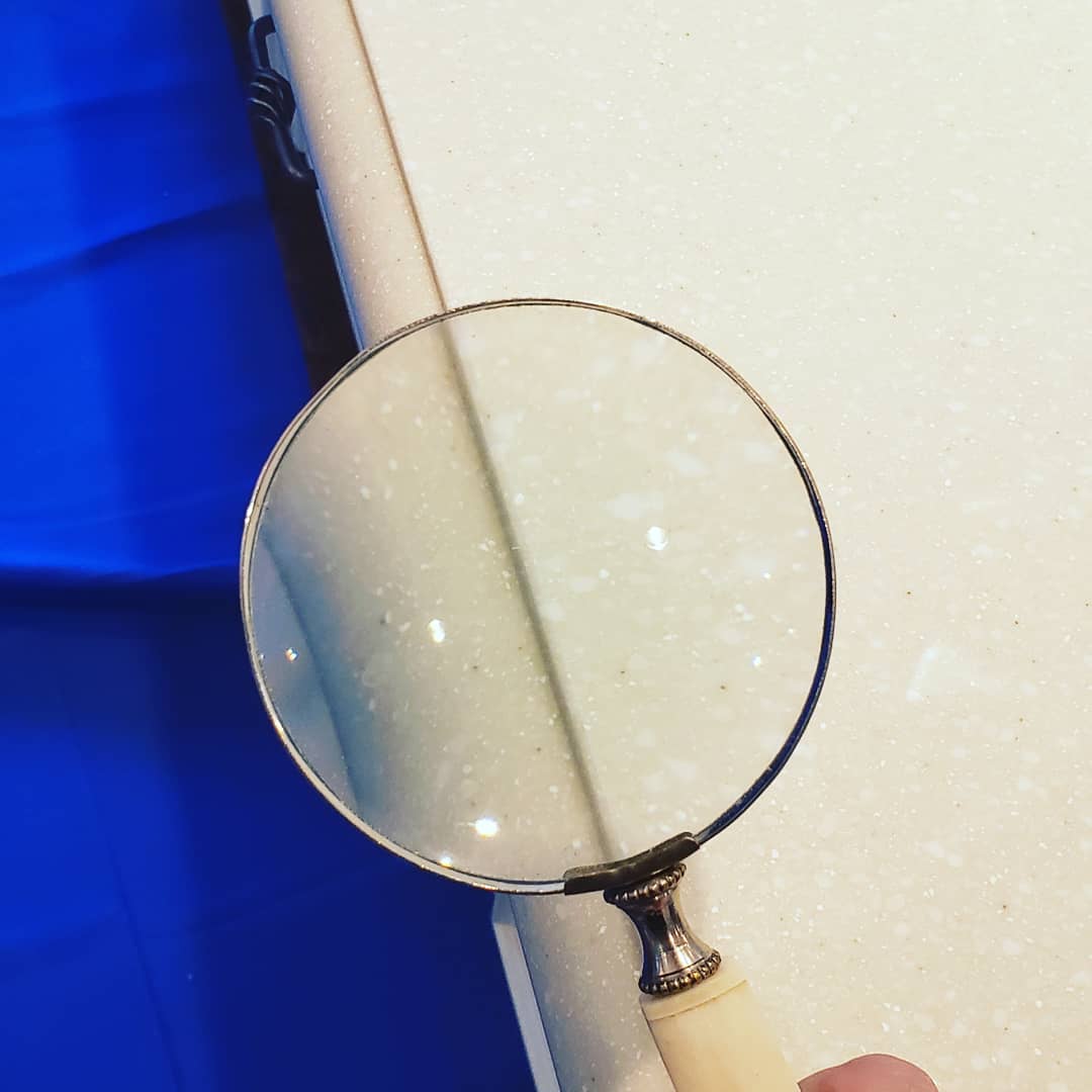 On-site solid surface countertop repair in progress